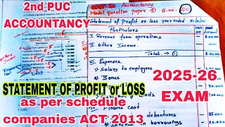 Calculation of statement of profit or loss, 2nd PUC ACCOUNTANCY MODEL paper 3, six Mark question