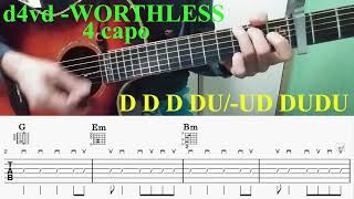 d4vd - 'WORTHLESS' guitar cover(with tab)