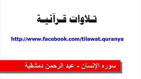 سورة الإنسان   الشيخ عبد الرحمن دمشقية