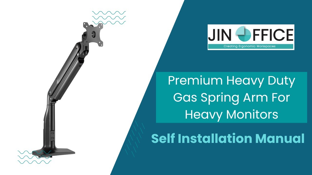 Premium Heavy Duty Single Monitor Gas Spring Arm For Heavy Monitors J34 1 Assembly Video