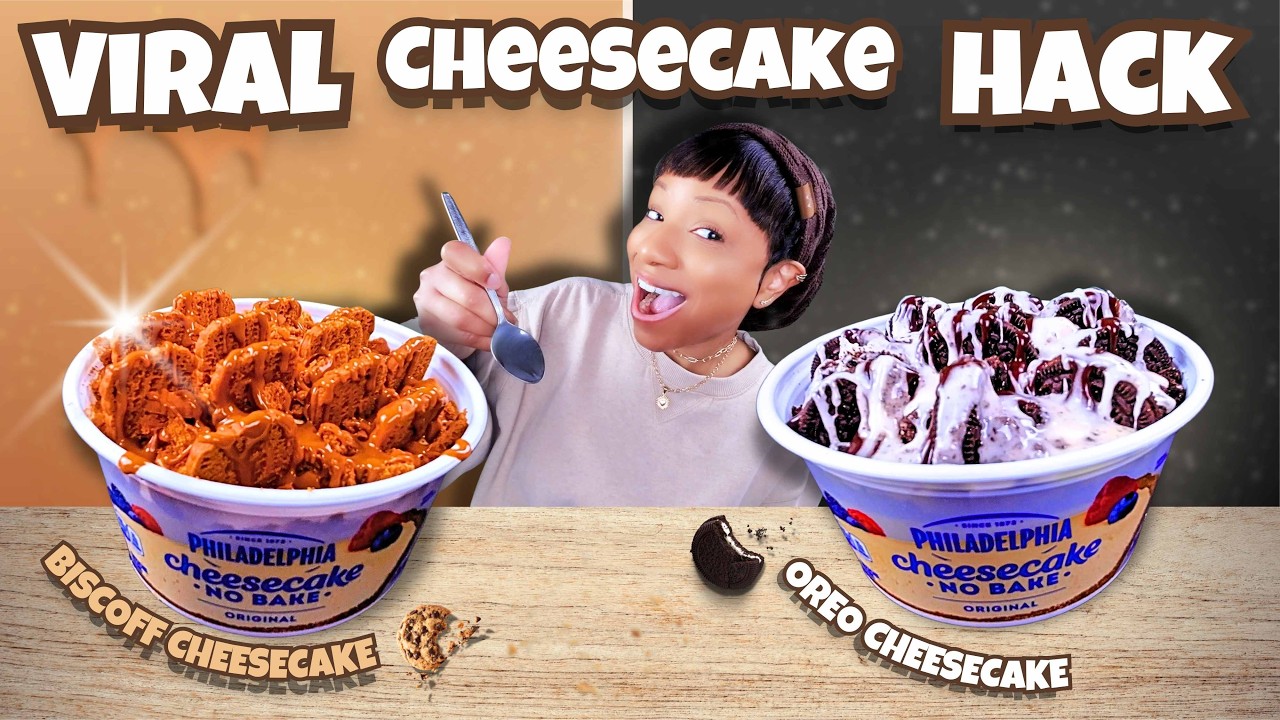 Biscoff vs Oreo Cheesecake Mukbang 🤫 No Talking ASMR