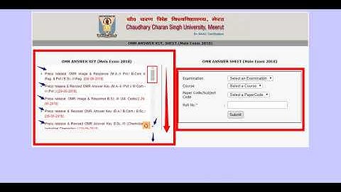 CCS UNIVERSITY MEERUT - OMR Answer Key, Sheet & Responce .
