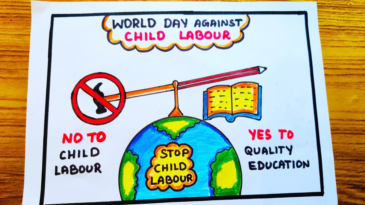 world day against child labour drawing/stop child labour poster/no ...