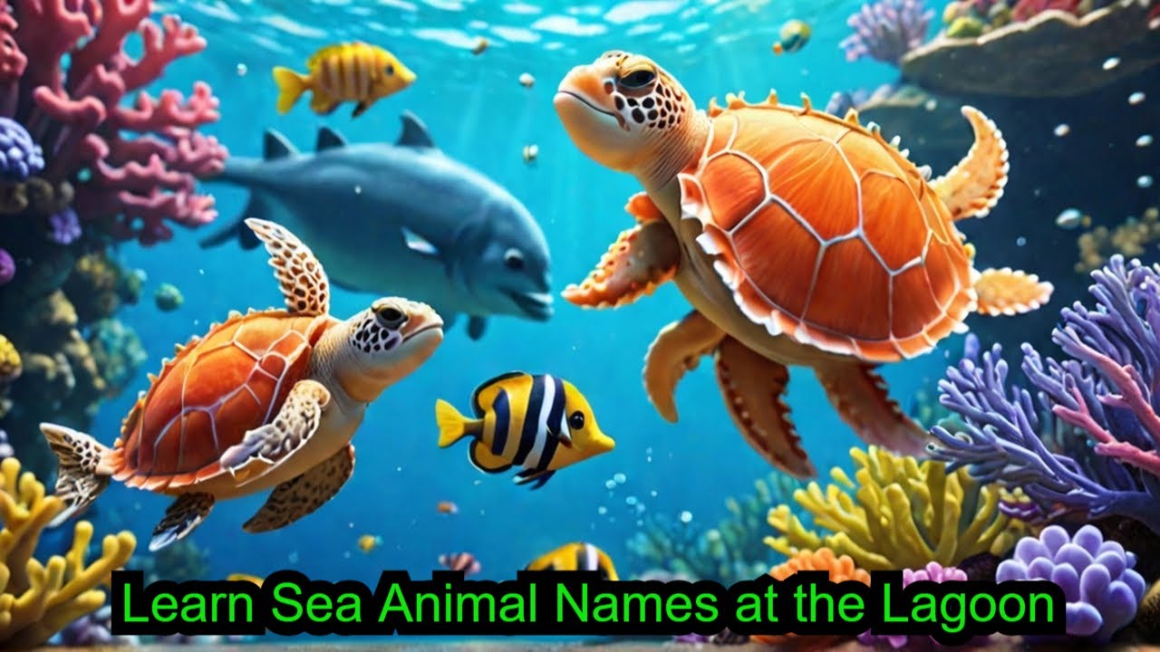 Изучайте названия морских животных в лагуне! Косатка, дельфин, манта и другие для детей