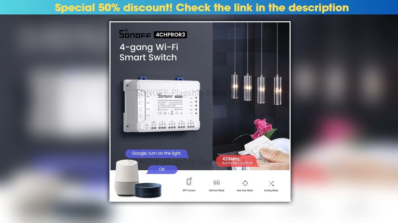 Itead SONOFF 4CH PRO R3 Wifi 4 Gang Light Timer Switch 433Mhz Smart Home Switch 4 channel Wireless