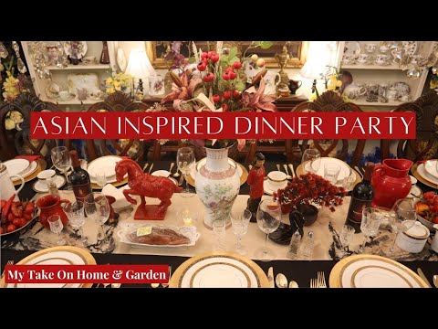Oriental Style Asian Inspired Decor Elegant Dinner Party Table For Late Summer