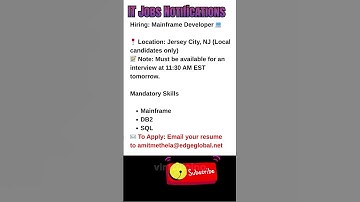 Mainframe Developer Job in Jersey City, NJ Sept 24, 2025