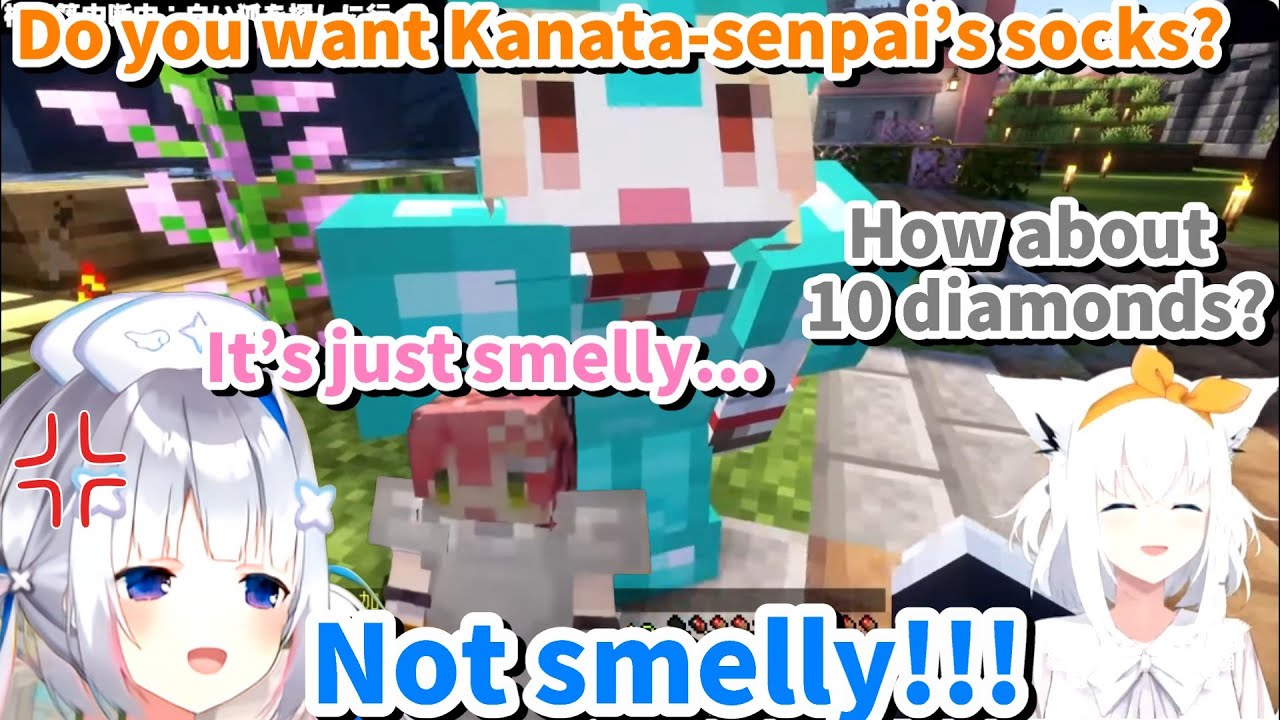 【EN/JP sub】Kanade and Fubuki trading Kanata’s worn-out socks.