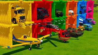 TRANSPORTING AIRPLANE, HELICOPTER, TANK & FIRE TRUCK WITH TOW TRUCKS! Farming Simulator 22 screenshot 3