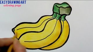 how to draw banana coloring page for kids || easy banana drawing