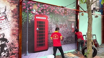 Tranh Dán Tường 3D Quán Cafe - Trà Sữa Đẹp
