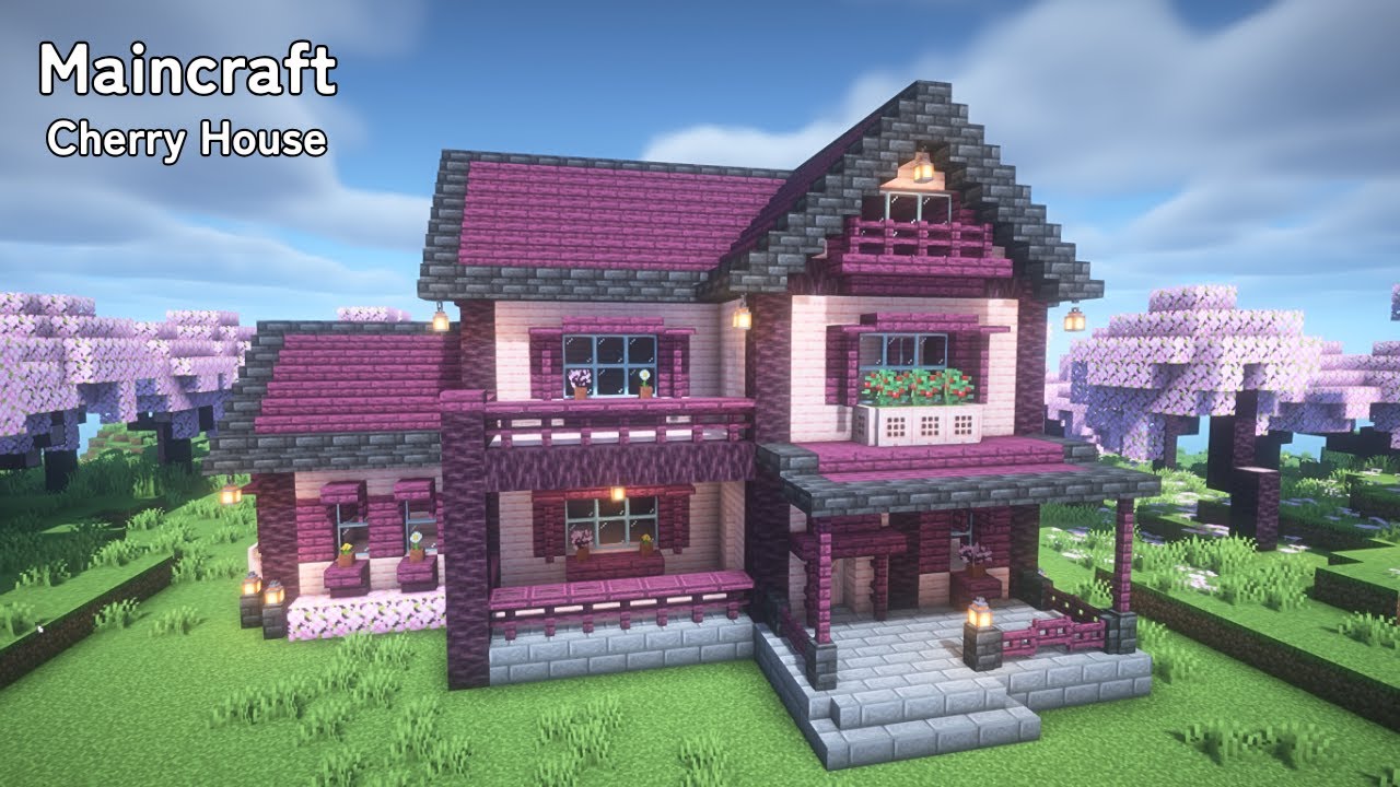 【マインクラフト】桜の家の作り方【マイクラ建築】【Minecraft】 - YouTube