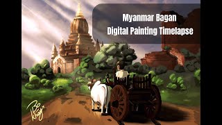 Bagan Myanmar - Digital painting TIMELAPSE screenshot 1