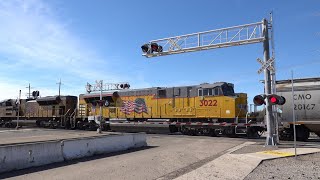 Up 9074 Grain Train With Sd70Ah-T4 South, E. Morada Ln. Railroad Crossing, Stockton Ca