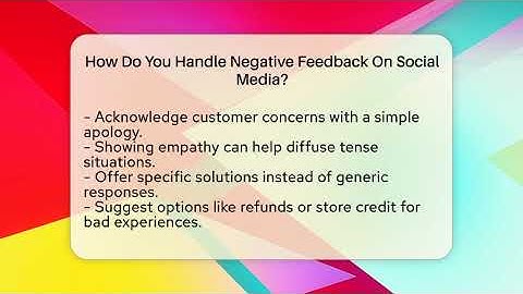 How Do You Handle Negative Feedback On Social Media? - Everyday-Networking