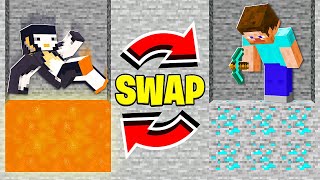 Minecraft BUT We SWAP PLACES