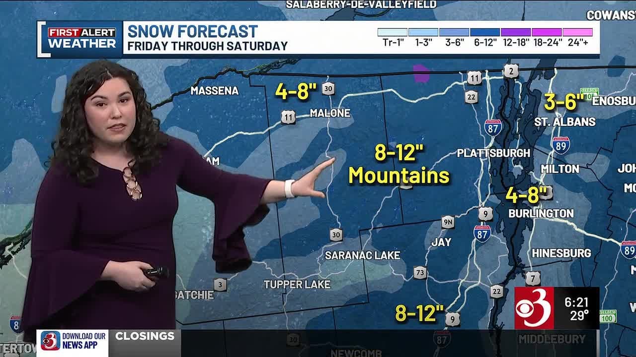Heavy snow to impact Friday evening commute across Vermont and New York ...
