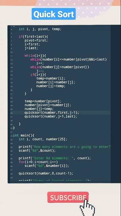 Quick sort Using C program #Shorts #QuickShorts C Programming language ...
