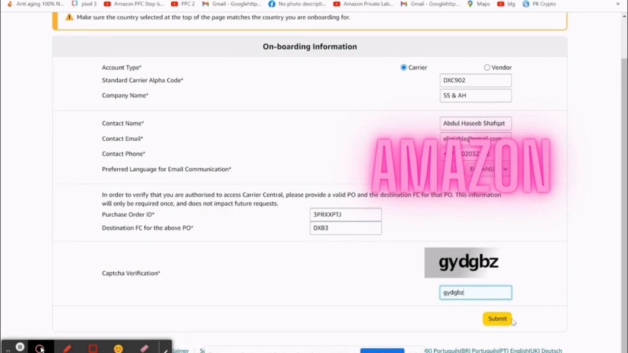 how to create amazon warehouse appointment through amazon carrier Central in 40 languages