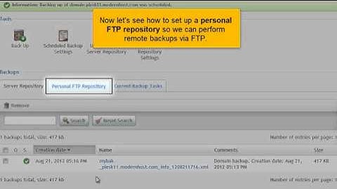 The Plesk Backup Manager