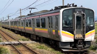【新津鉄道資料館のシミュレーター作成に伴う収録用臨時列車(4往復目復路)】E129系100番台ニイA25編成+ニイA2編成が大形駅を通過するシーン(試9652M)2024.5.30