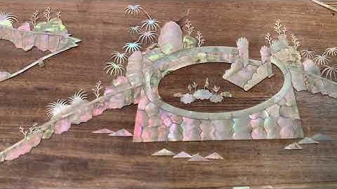 Bức tranh vinh khảm ốc Singapore đỏ lửa vàng tranh vừa xong khâu tạo hình hàng đặt của khách