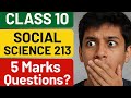 Social science 213|important questions 5 marks|Oct2025|लास्ट मिनट तैयारी कैसे करें?