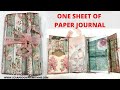 ONE SHEET 12X12 SCRAPBOOK PAPER MINI JOURNAL~ WITH TWO SIGNATURES &amp; POCKETS