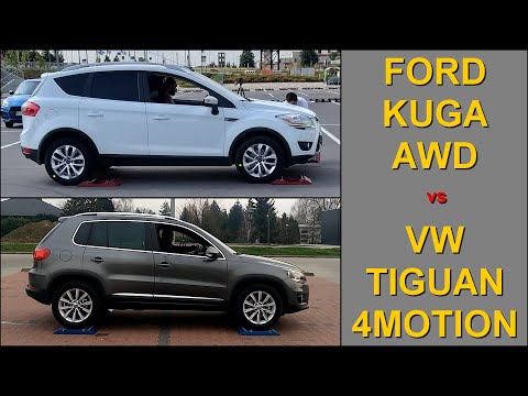 SLIP TEST - Ford Kuga AWD vs Volkswagen Tiguan 4Motion - @4x4.tests.on.rollers