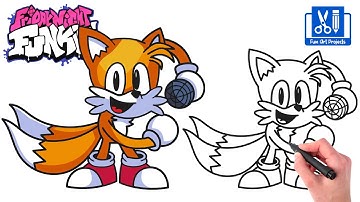 How To Draw Tails Dancing Meme | Como dibujar Friday Night Funkin FNF Easy Step By Step