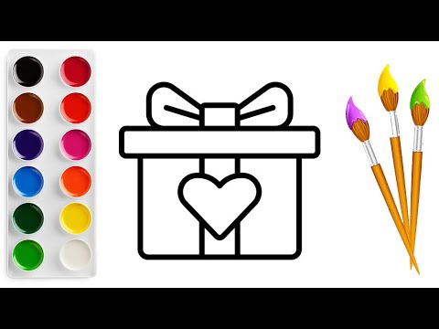 How to draw a gift? Gift box - Как нарисовать подарок? Простой рисунок для детей.