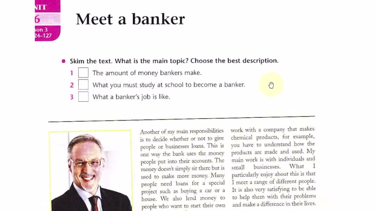 شرح قطعة يونت ٦ ( مقابلة مصرفي ) وحل كل الاسئلة الوزارية الخاصة بها _ انكليزي سادس اعدادي