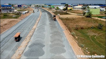 Best Motor Grader Techniques Spreading And Stronger Dozer Pushing Gravel | Roller Soil Compactor