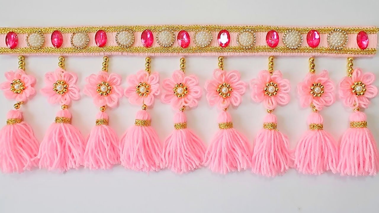 ऊनी शिल्प / ट्यूटोरियल कमाल ऊनी दरवाज़े पर लटकने वाला तोरण घर / दीवार पर लटकने के विचार 905