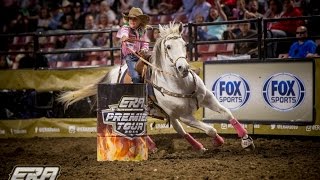 Chayni Chamberlain holds the fastest time of the ERA Premier Tour in the Barrel Racing
