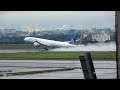 火戰車 ! 波音777雨中全推力起飛~強大的GE90引擎B777 almost using the full Runway for DEPARTURE! Amazing Water Spray@TPE