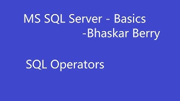 SQL Basics - SQL Operators ||Comparison||Logical||Airthmetic||Bitwise