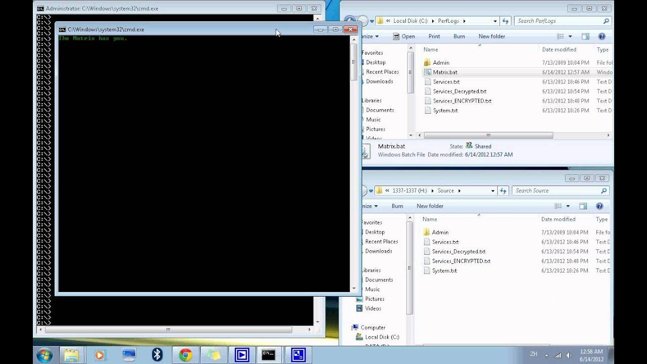 The MATRIX Batch Script by Nicholas Lee Fagan - YouTube