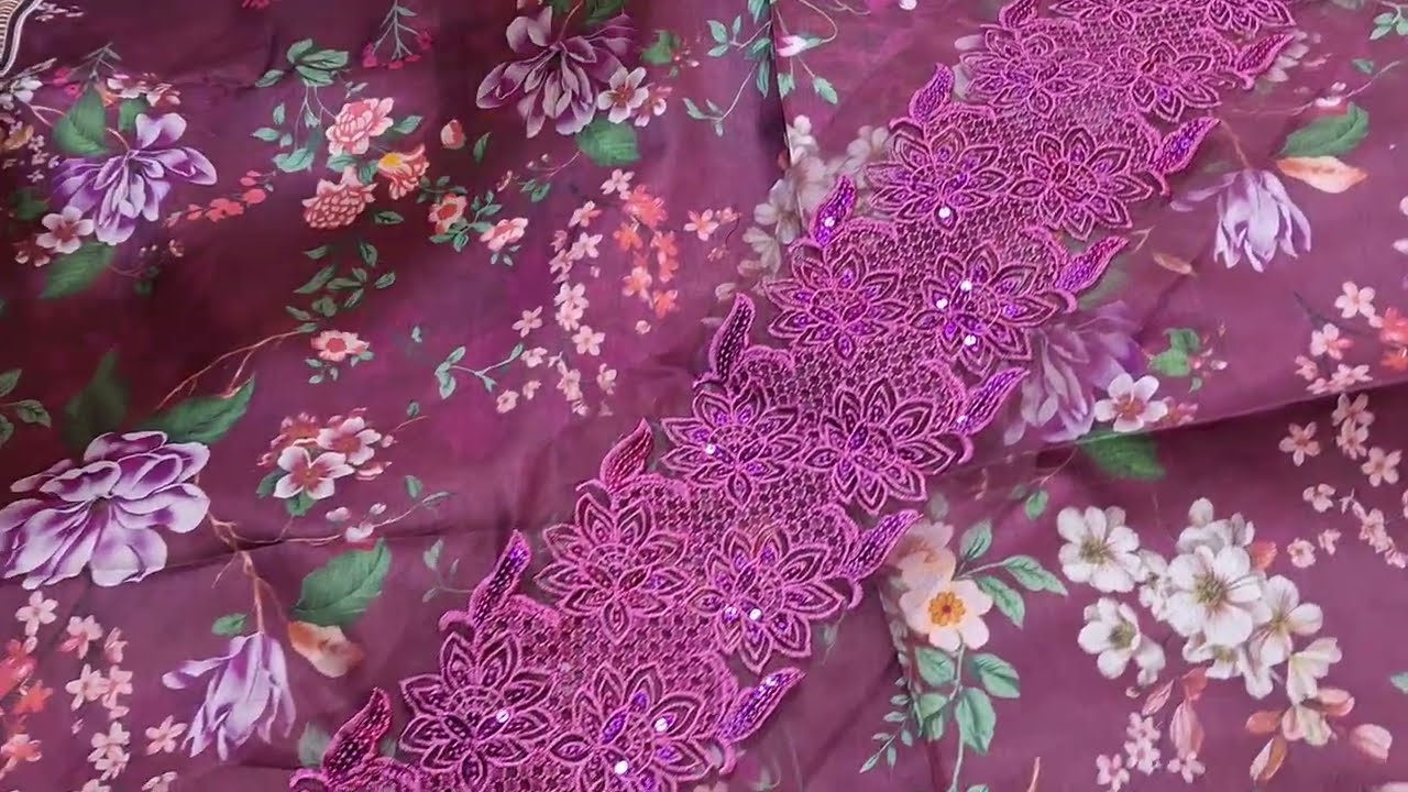 AARIZ by Gulljee printed 3 piece Lawn with Embroidered Neckline & front Lace 