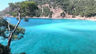 Fethiye Azul crystal turquoise water of Mediterranean Sea and Turkish Riviera - Stock Footage Video