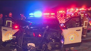 Wrong-way driver slams into CHP patrol car on 10 Freeway
