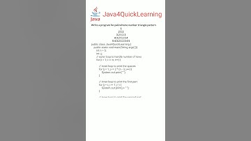 Program to print palindrome number triangle pattern || Interview Questions || #Java4QuickLearning