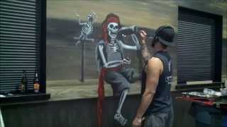 Travis Knight Paints Mural For Boneyards Bloody Blend.