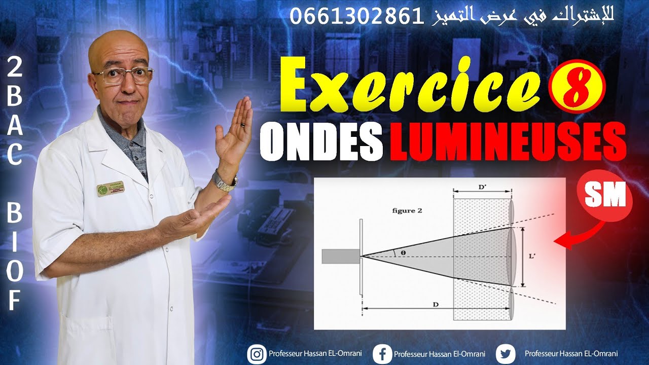 2BAC Biof | Les Ondes Lumineuses : EXERCICE 8 (indice de réfraction) : - avec Prof. Hassan El Omrani