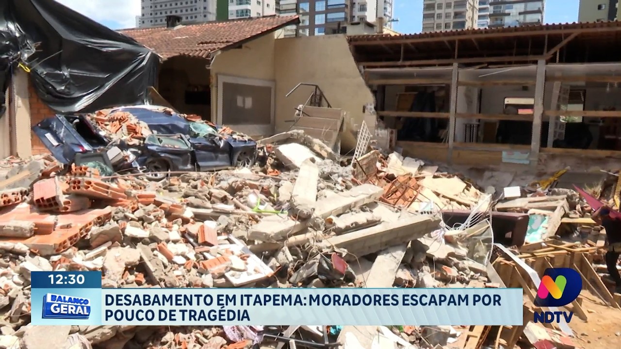 Um desabamento em Itapema, terminou com moradores escapando por pouco de uma possível tragédia.