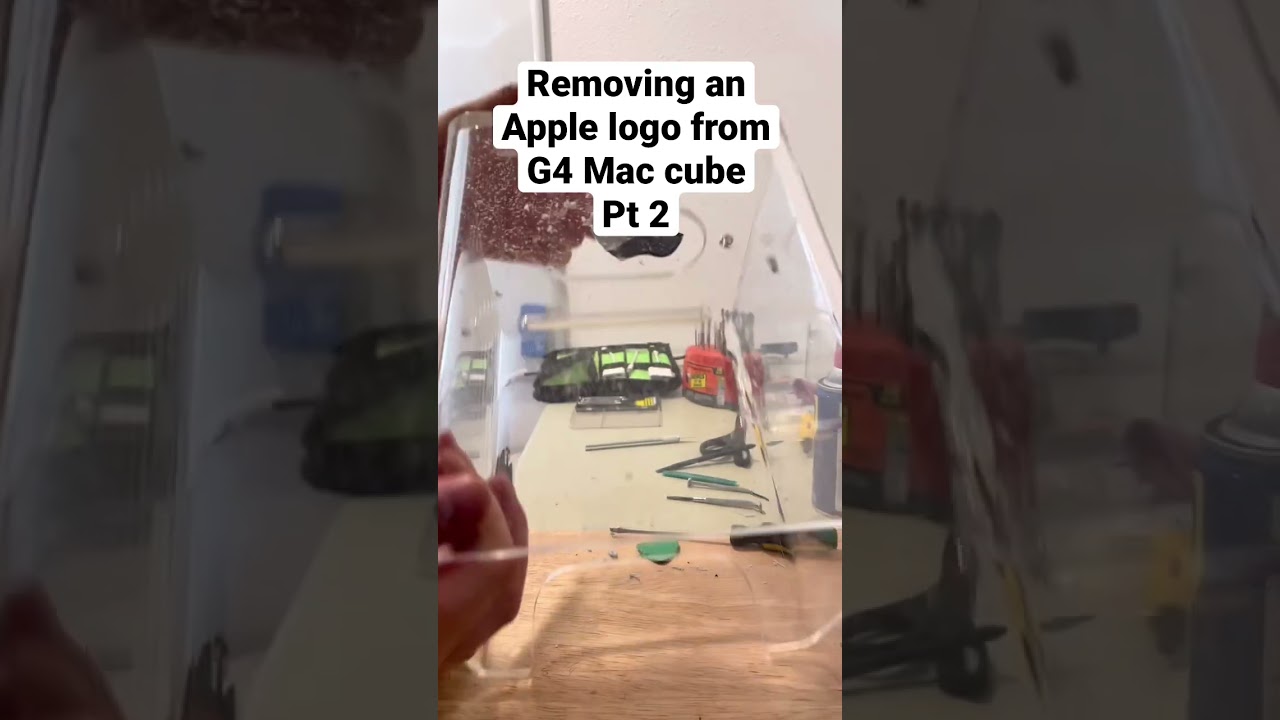 Removing an Apple logo by force from a g4 Mac cube - part 2