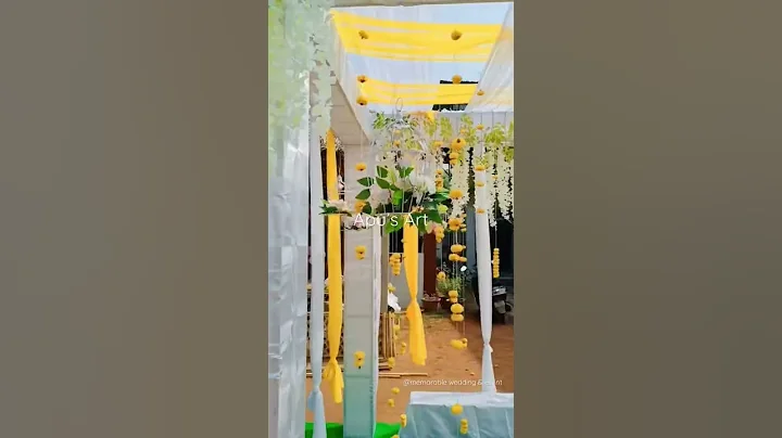 DIY simple Haldi backdrop, #shorts #short #shortvideo #wedding#decor #reels #reel #video #viral #art