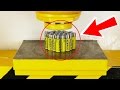 I SHOULD'VE NEVER DONE THAT !! - CRUSH BATTERY WITH HYDRAULIC PRESS - THE SMASHER SHOW