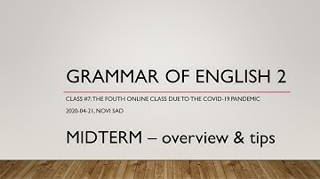 Grammar of English 2/Gramatika engleskog jezika 2: Lecture 7, Midterm overview