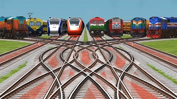 8💲Train Videos Indian Railways Rajdhani Express  || At Daimond On Bumpy Forked Railroad Track